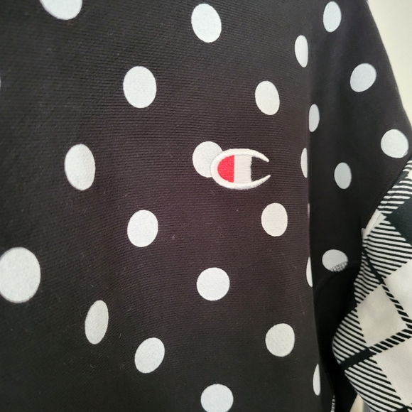 Champion x Urban Outfitters Mixed Print Mock Neck Sweatshirt  Small - Picture 4 of 12